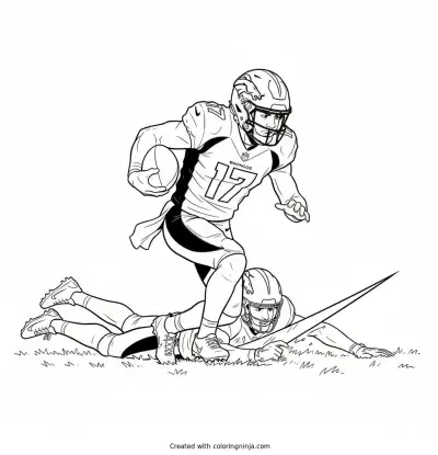 Jaylen Waddle Scrambling Past Defender Coloring Page