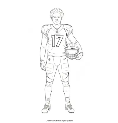 Jaylen Waddle Helmet Under Arm Coloring Page