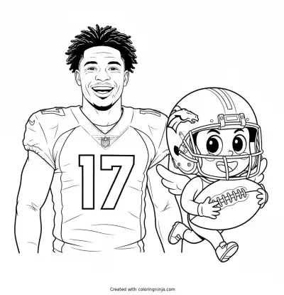 Jaylen Waddle Cute Cartoon Runner Coloring Page
