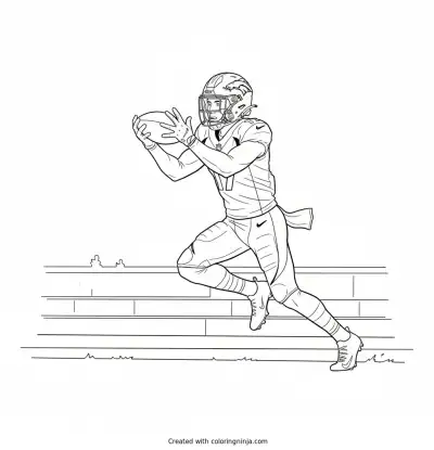 Jaylen Waddle Deep Sideline Catch Coloring Page
