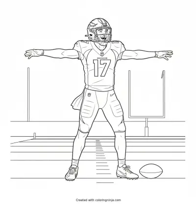 Jaylen Waddle Penguin Touchdown Dance Coloring Page
