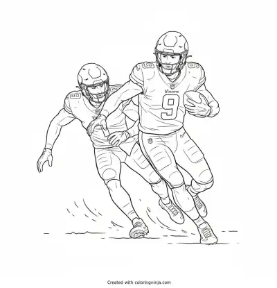 J.J. McCarthy Scrambles Away Coloring Page