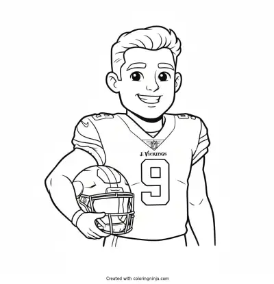 J.J. McCarthy Cartoon Portrait Coloring Page