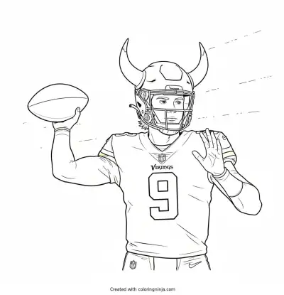 J.J. McCarthy Throws Deep Coloring Page