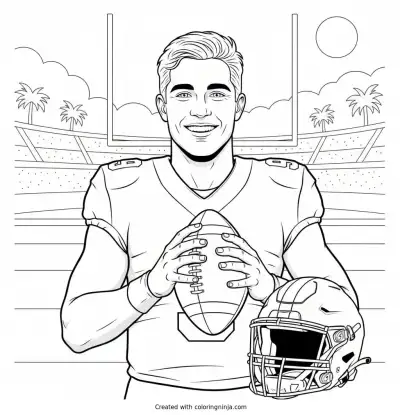 J.J. McCarthy Smiles Pre-Game Coloring Page