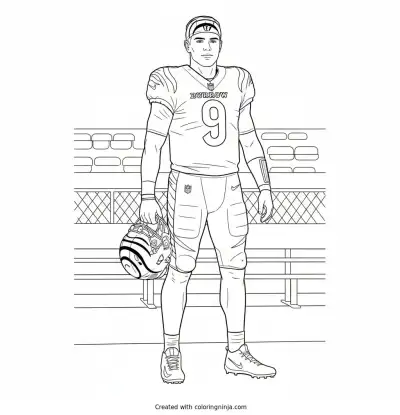 Joe Burrow Sideline Helmet Portrait Coloring Page