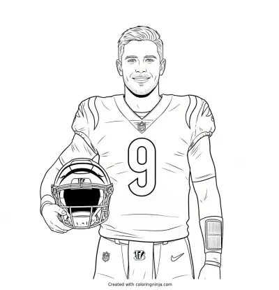 Joe Burrow Helmet Portrait Coloring Page
