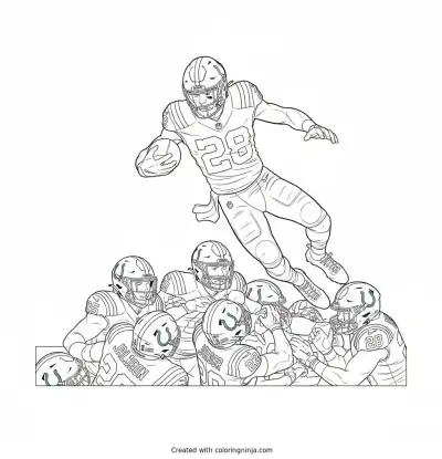 Jonathan Taylor Touchdown Dive Coloring Page