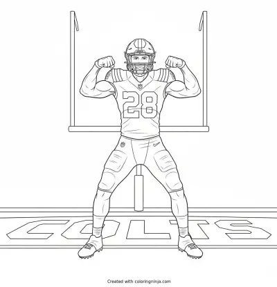 Jonathan Taylor End Zone Flex Coloring Page