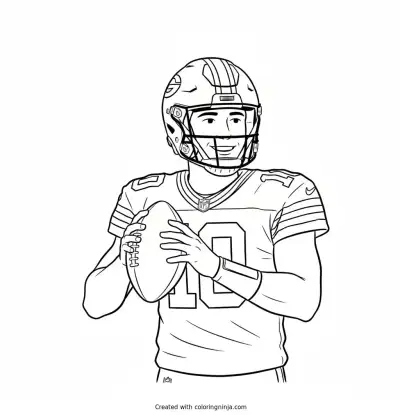 A coloring page of Jordan Love Green Bay Packers Quarterback