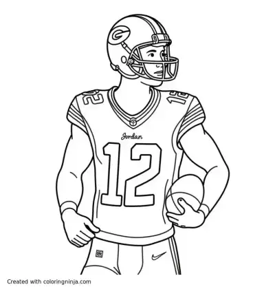 A coloring page of Jordan Love Green Bay Packers Quarterback