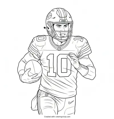 Jordan Love Running The Ball Coloring Page
