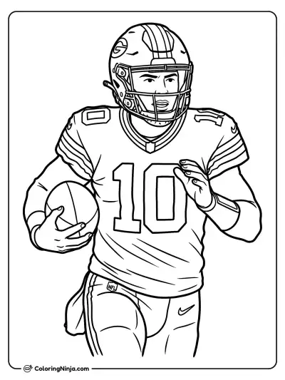 Jordan Love Running The Ball Coloring Page