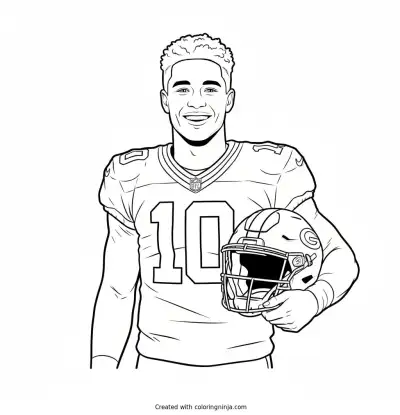 Jordan Love Sideline Smile Portrait Coloring Page