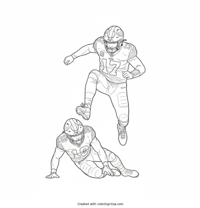 Josh Allen Hurdles A Defender Coloring Page