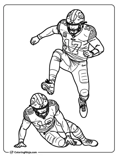 Josh Allen Saltando Sobre un Defensor