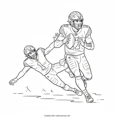 Josh Allen Scrambling Action Coloring Page