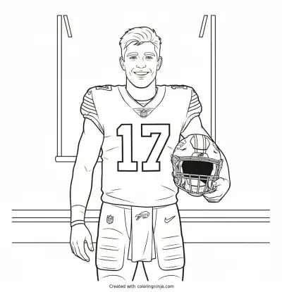 Josh Allen Helmet Portrait Coloring Page