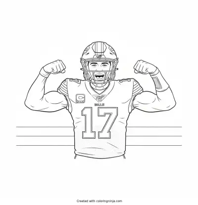 Josh Allen End Zone Celebration Coloring Page