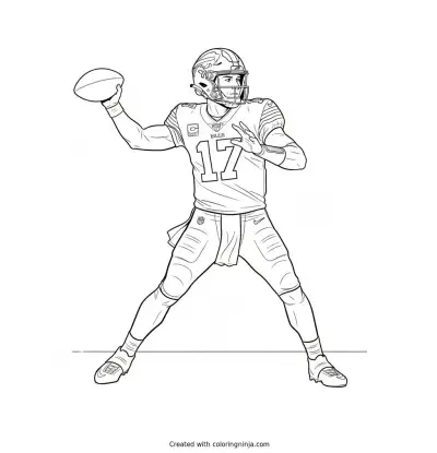Josh Allen Throws Deep Pass Coloring Page