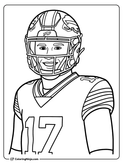 Josh Allen Smiling Sports Portrait Coloring Page