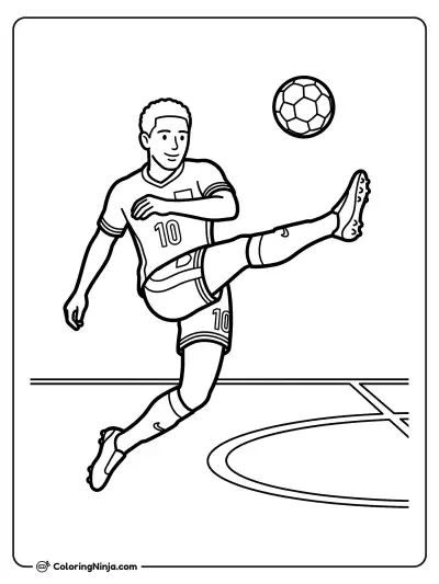 Jude Bellingham Striking the Soccer Ball Coloring Page