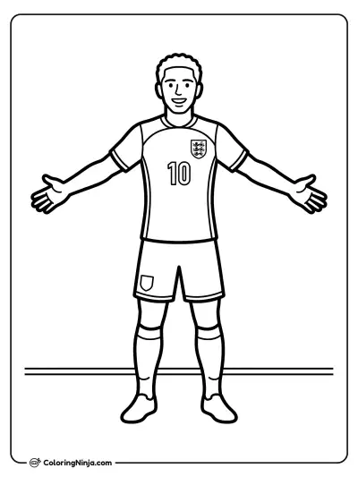 Jude Bellingham Arms Wide Celebration Coloring Page