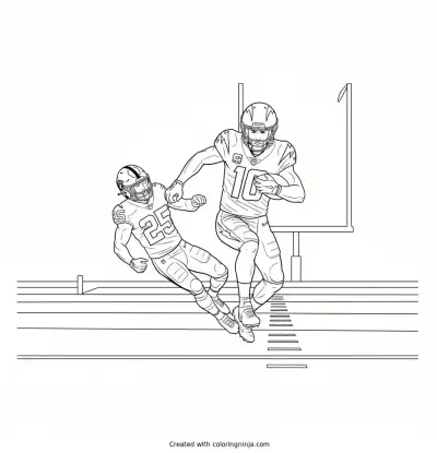 Justin Herbert Juking a Raider Coloring Page