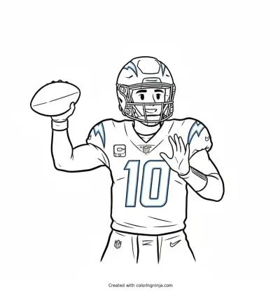 A coloring page of Justin Herbert la chargers
