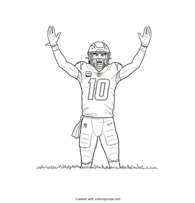 Justin Herbert Touchdown Celebration Moment Coloring Page