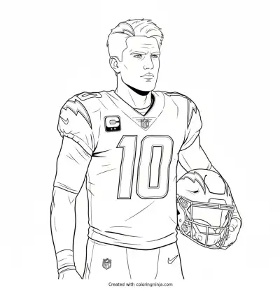 Justin Herbert Player Portrait Pose Coloring Page