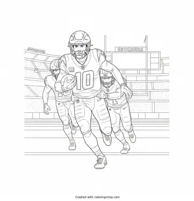 Justin Herbert Running with Football Coloring Page
