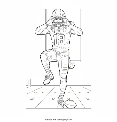 Justin Jefferson Griddy End Zone Coloring Page