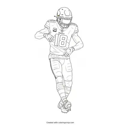 Justin Jefferson Griddy Pose Coloring Page