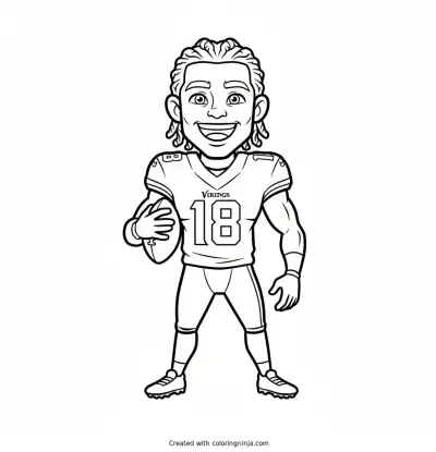 Justin Jefferson Cartoon Player Coloring Page