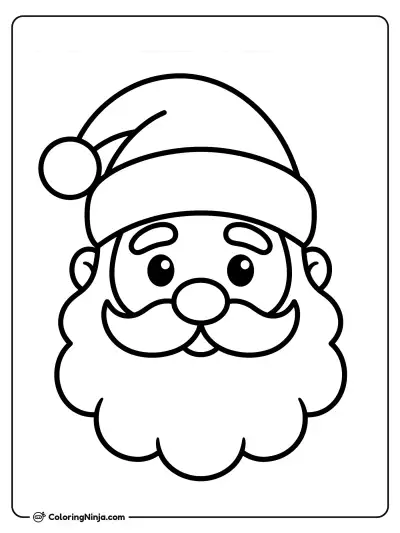 Cute Kawaii Santa Face Coloring Page
