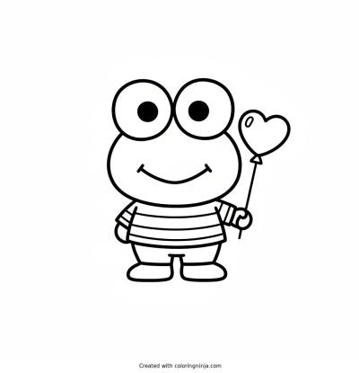 A coloring page of keroppi cute kawaii 