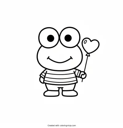A coloring page of keroppi cute kawaii 