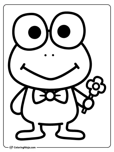 Keroppi sonriente con una flor
