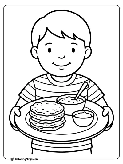 Serving Delicious Potato Latkes Coloring Page