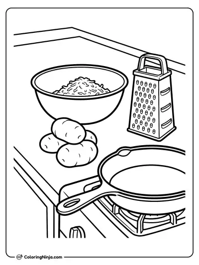 Making Fresh Hanukkah Latkes Coloring Page