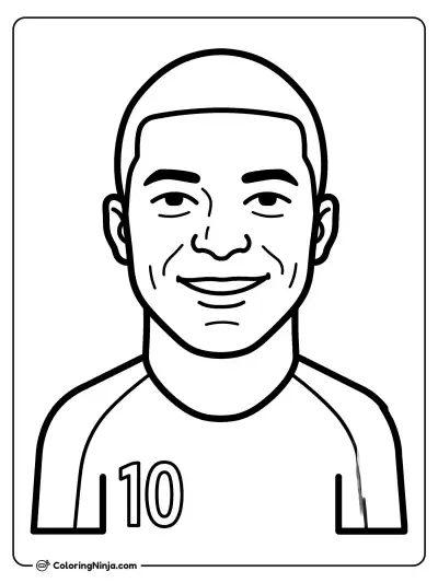 Kylian Mbappe Detailed Player Portrait Coloring Page