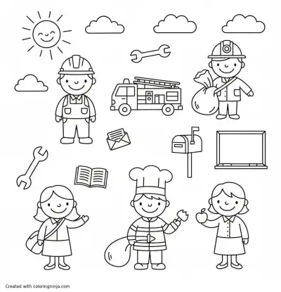 A coloring page of labor day