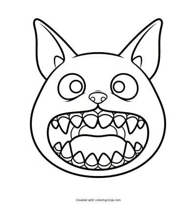 Labubu Close-up Face with Big Pointy Teeth Coloring Page