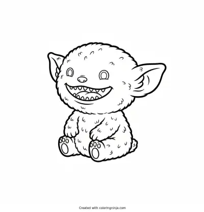 Cute Smiling Labubu Creature Coloring Page