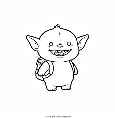 Labubu the Cute Backpacking Elf Coloring Page