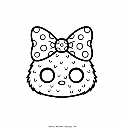 Labubu Wearing a Bow on Its Head Coloring Page
