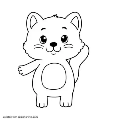 A coloring page of Cute Cat
