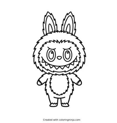 A coloring page of Labubu
