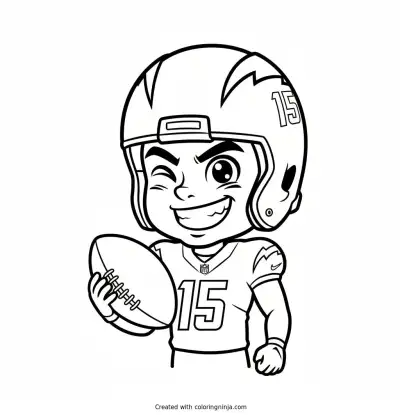 Ladd McConkey Cartoon Football Star Coloring Page